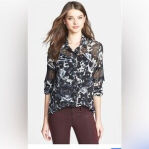 INC International Concepts Navy Floral Button Down Shirt